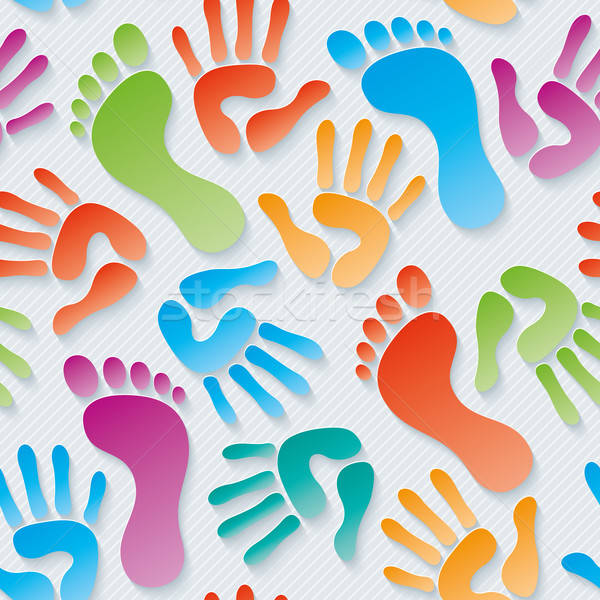 Handprints & footprints 3d seamless wallpaper. Stock photo © almagami