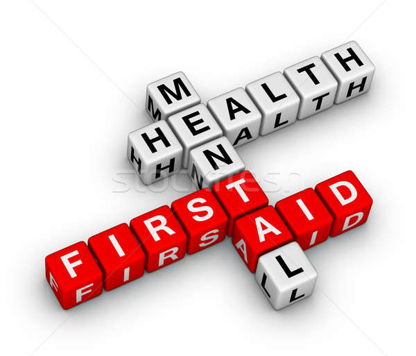 Psychische Gesundheit erste-Hilfe- Kreuzworträtsel 3D medizinischen Gesundheit Stock foto © almagami