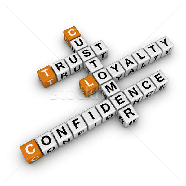 Loyaliteit kruiswoordraadsel 3D oranje business puzzel Stockfoto © almagami