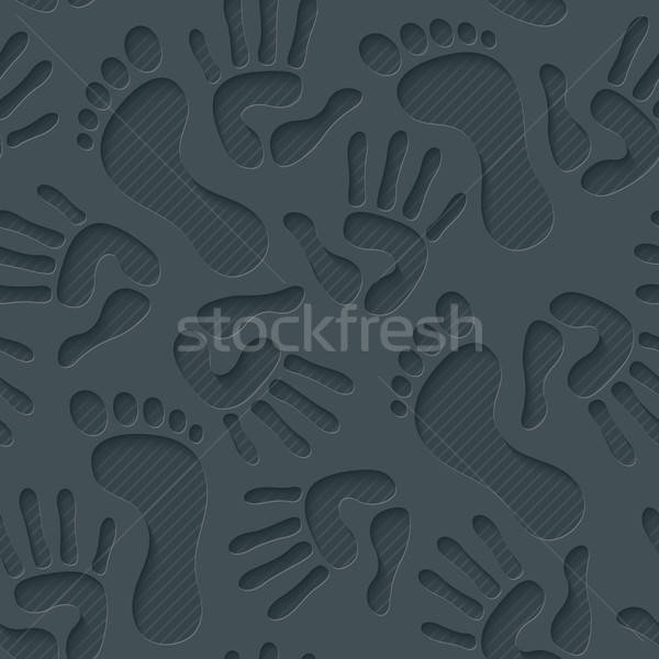 Handprints & footprints 3d seamless wallpaper. Stock photo © almagami