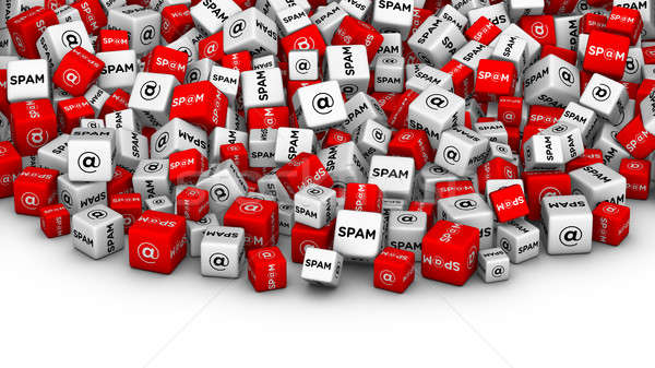 Spam email kockák szó szimbólum doboz Stock fotó © almagami