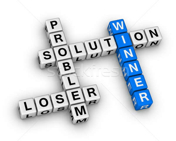 Gagnant perdant mots croisés puzzle bleu succès Photo stock © almagami