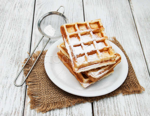 Stock photo: belgian waffles on the table