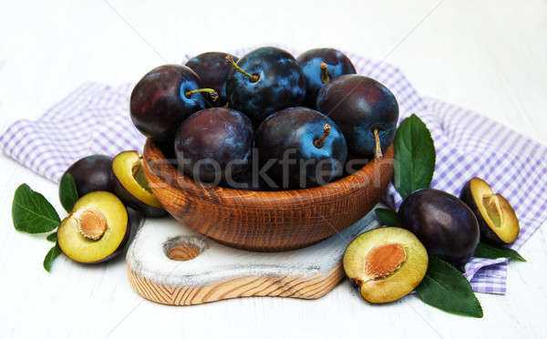 Stockfoto: Zoete · pruimen · oude · houten · voedsel · natuur