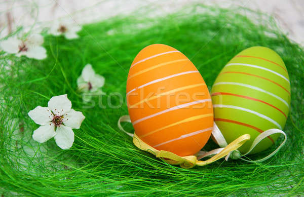 Foto d'archivio: Easter · eggs · ciliegie · fiore · vecchio · legno · Pasqua