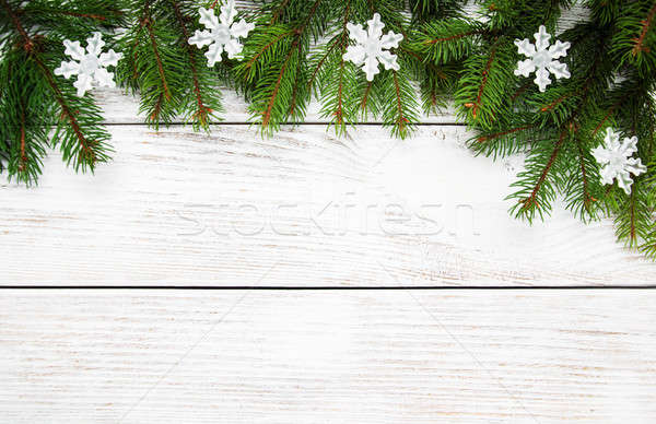 Christmas wakacje drzewo dekoracji drewniany stół drewna Zdjęcia stock © almaje
