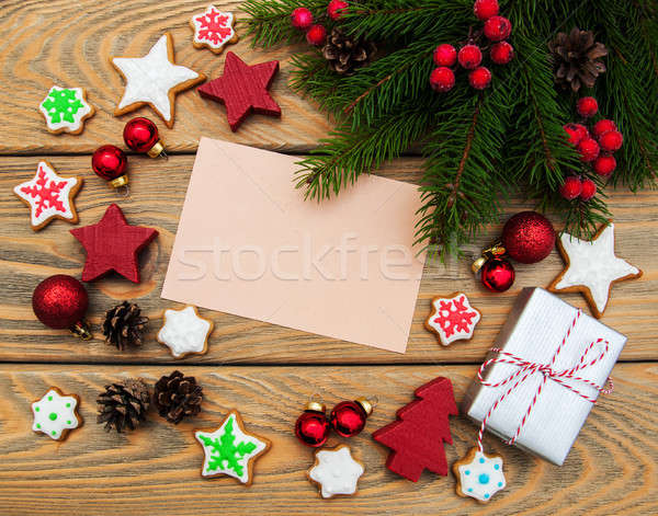 Christmas wakacje cookie żywności drewna streszczenie Zdjęcia stock © almaje
