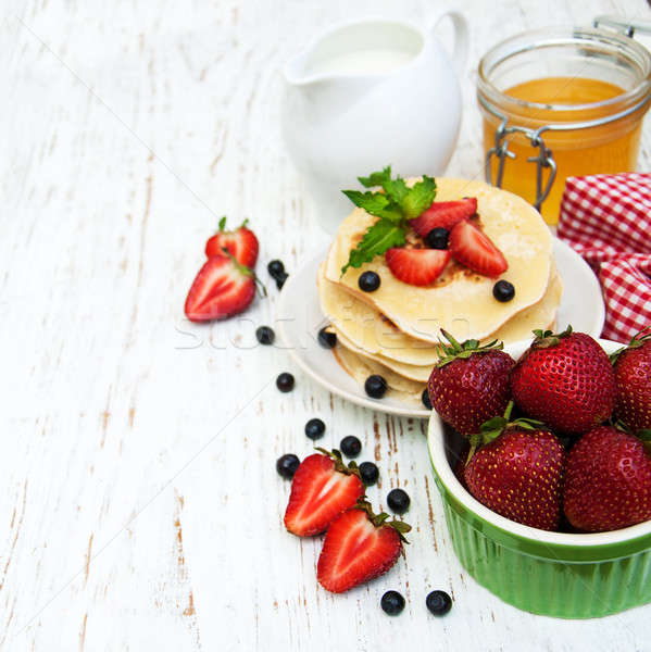 Stock photo: pancakes and fresh berries