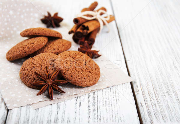 Stockfoto: Gezonde · cookies · oude · houten · tafel · achtergrond