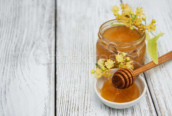 Jar miodu kwiaty kwiat Zdjęcia stock © almaje