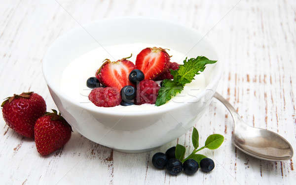 Yogurt with fresh berries Stock photo © almaje