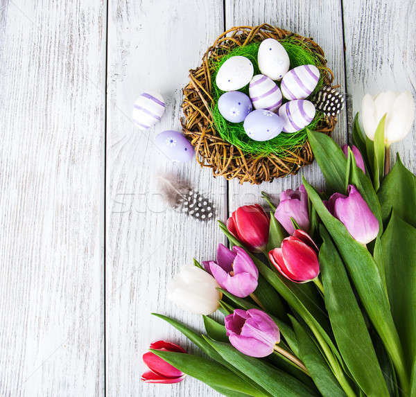 Stock photo: easter background with eggs