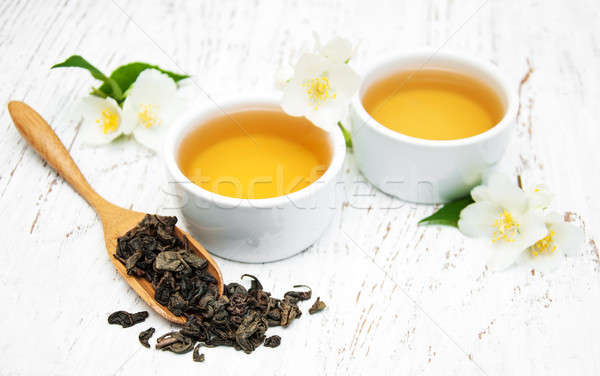 Tasse thé fleurs bois fleur fond [[stock_photo]] © almaje