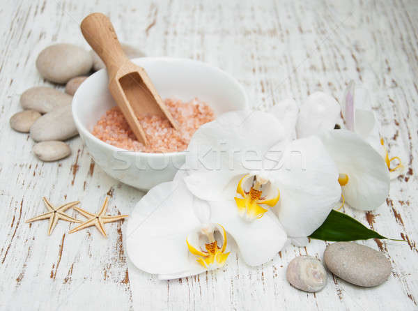 White orchids and salt Stock photo © almaje