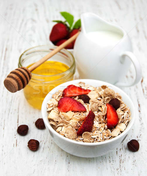 Stock photo: Muesli with strawberries