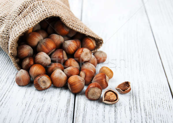 organic hazelnuts in bag Stock photo © almaje