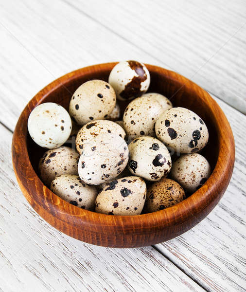 bowl with fresh quail eggs Stock photo © almaje