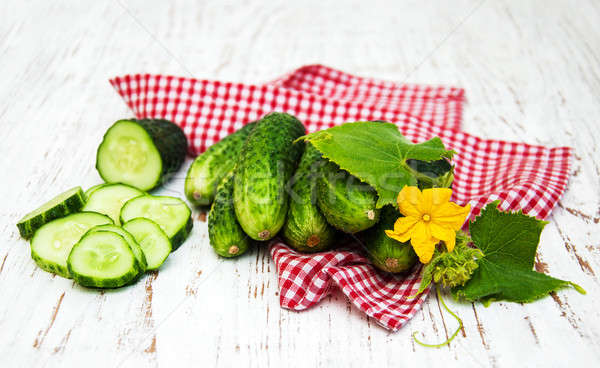 新鮮な 胡瓜 古い 木製 花 食品 ストックフォト © almaje
