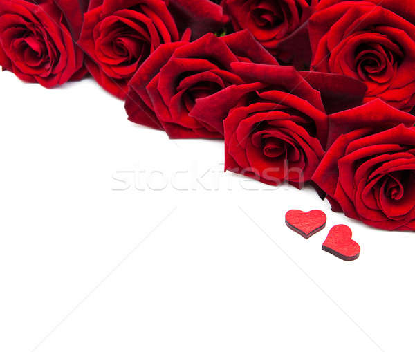 Foto stock: Fresco · rosas · vermelhas · branco · casamento · amor · rosa