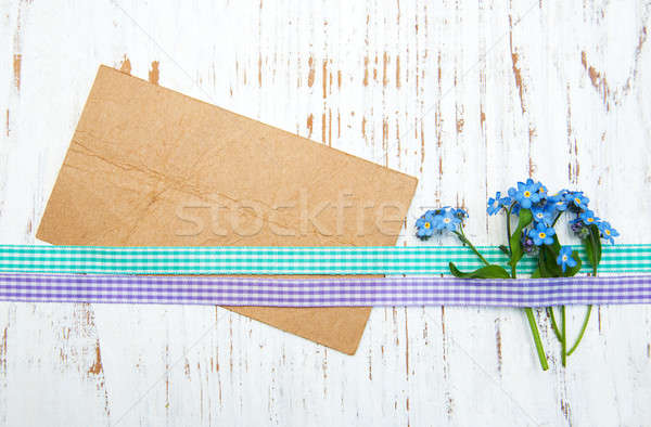 Blumen Karte Band Holz Papier Frühling Stock foto © almaje