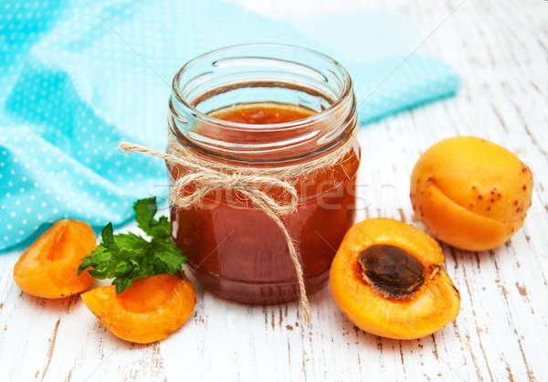 Confiture vieux bois feuille fruits fond [[stock_photo]] © almaje