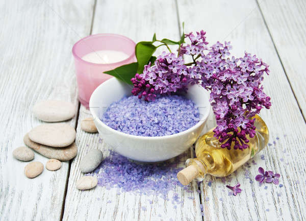 Foto stock: Spa · lila · flores · masaje · productos · flor