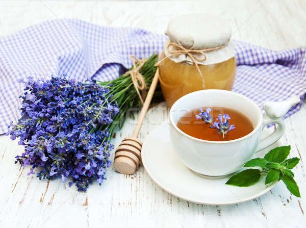 Cup of tea and lavender flowers Stock photo © almaje