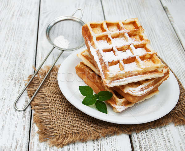 belgian waffles on the table Stock photo © almaje