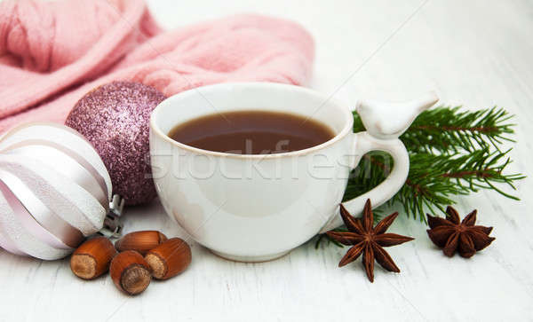 Stockfoto: Hot · christmas · thee · kerstboom · sjaal