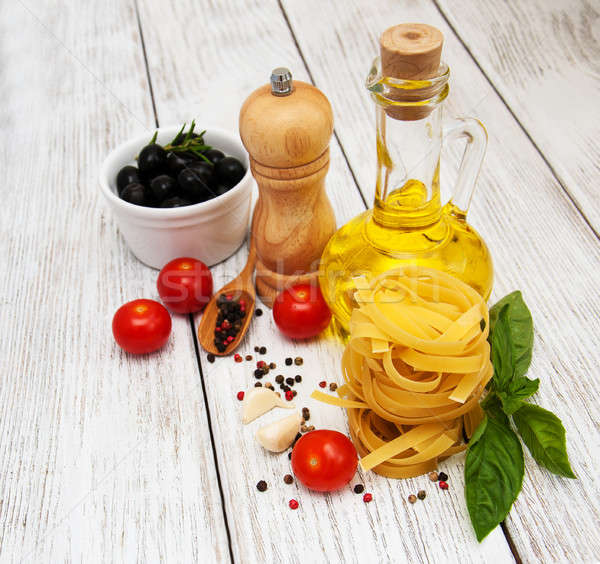 Foto stock: Comida · italiana · ingredientes · velho · tabela · Óleo