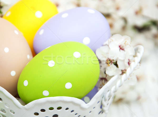 Foto stock: Huevos · de · Pascua · cerezas · flor · edad · Pascua