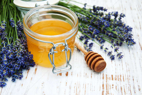 Stock photo: Honey and lavender flowers