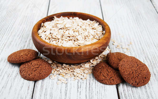 Gesunden Haferflocken Cookies alten Holztisch Essen Stock foto © almaje
