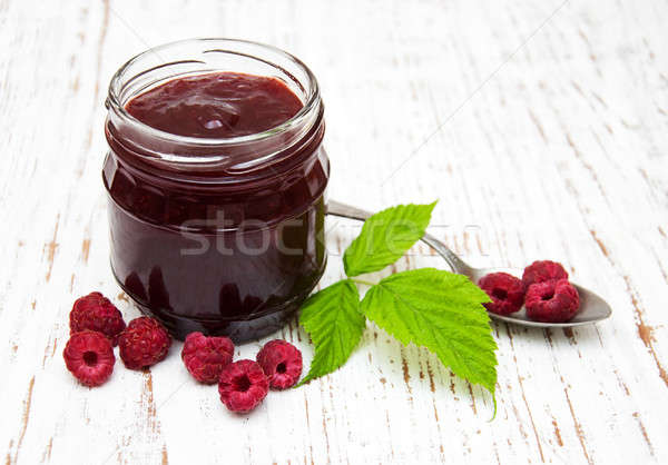 Raspberry jam with fresh berries Stock photo © almaje