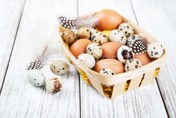 basket with fresh eggs Stock photo © almaje