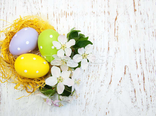 Nest with easter eggs Stock photo © almaje