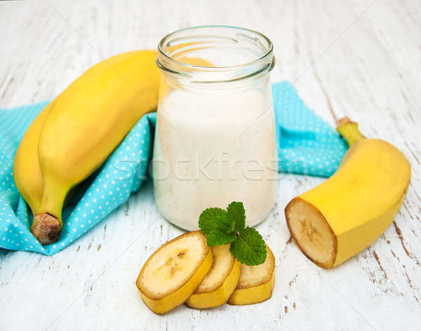 Bananas  with yogurt Stock photo © almaje