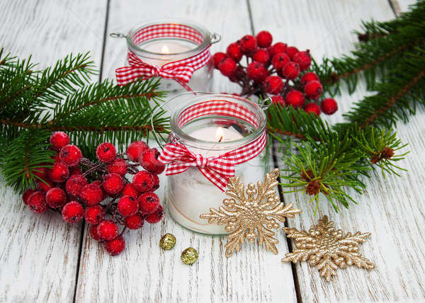 Рождества украшения свечей стекла ель старые Сток-фото © almaje