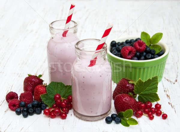 Yogurt with fresh berries Stock photo © almaje