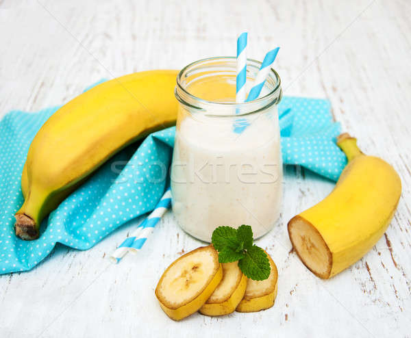 Bananas  with yogurt Stock photo © almaje