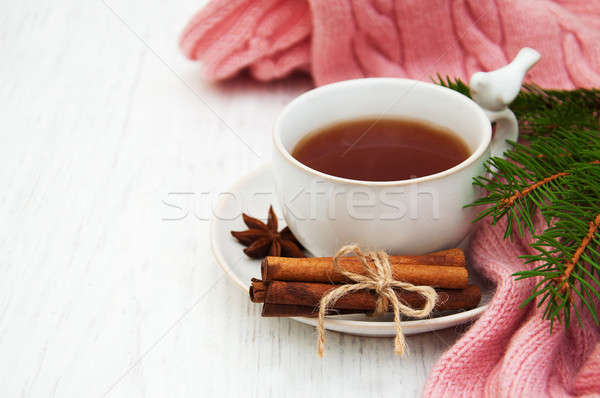 горячей Рождества чай рождественская елка шарф Сток-фото © almaje