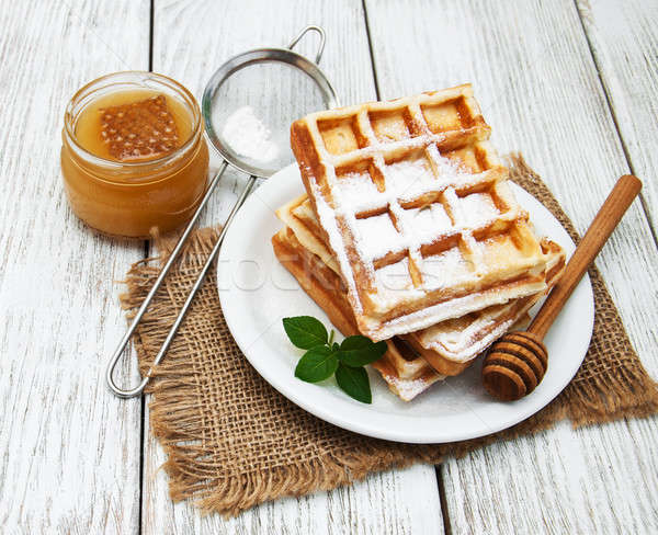 belgian waffles on the table Stock photo © almaje