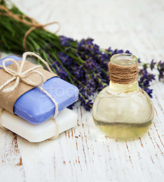 Lavanda jabón flor cuerpo bar Foto stock © almaje