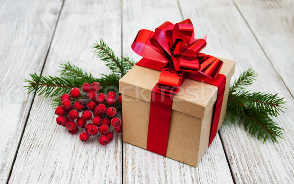 Stock photo: christmas gift box and decorations