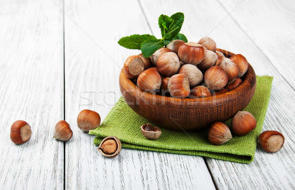 Stock photo: Bowl with hazelnuts