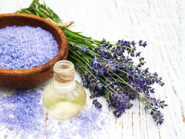 lavender oil with bath salt Stock photo © almaje