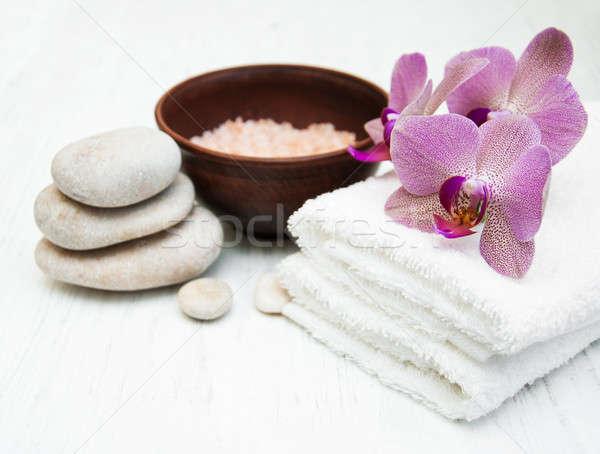 pink orchids and salt Stock photo © almaje