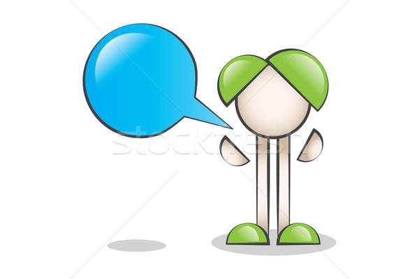 Stock photo: Mavi Konuşma Balonu ve Çizgi Karakter