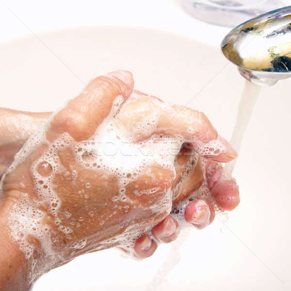 Zdjęcia stock: Umyć · ręce · kobieta · mydło · wody · strony