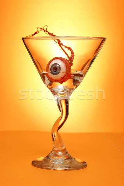 Halloween Martini göz küresi stil cam turuncu Stok fotoğraf © AlphaBaby